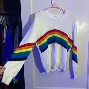White and Rainbow Sweater Size Large